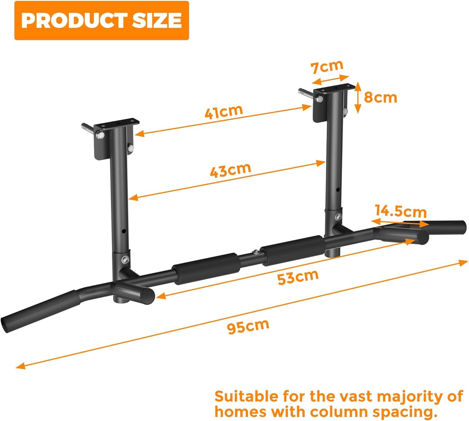 ONETWOFIT Optrekstang, wandmontage, balkmontage, plafondmontage 3-in-1, heavy duty, voor indoor home gym workout (max. 200 kg)