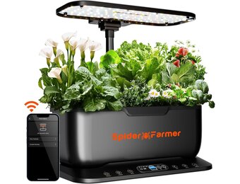 Spider Farmer SmartG12 Hydroponic Grow System, 12 Pods for Indoor and Outdoor Garden with 36W LED Plant Lamp, Full Spectrum, App and WiFi Controlled, 6 Litre Water Tank Pump System, Automatic