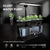 Spider Farmer SmartG12 Hydroponic Grow System, 12 Pods for Indoor and Outdoor Garden with 36W LED Plant Lamp, Full Spectrum, App and WiFi Controlled, 6 Litre Water Tank Pump System, Automatic