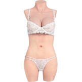 KUMIHO Kunstmatige borst, siliconen, 3-punts, bodysuit, borstprothese, siliconen, voor crossdresser, transgender, cosplay, Drag Queen D Cup, geel