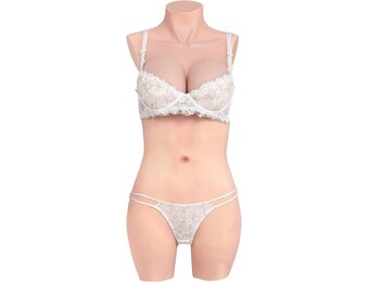 KUMIHO Kunstmatige borst, siliconen, 3-punts, bodysuit, borstprothese, siliconen, voor crossdresser, transgender, cosplay, Drag Queen D Cup, geel