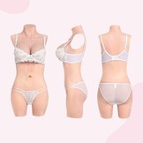 KUMIHO Kunstmatige borst, siliconen, 3-punts, bodysuit, borstprothese, siliconen, voor crossdresser, transgender, cosplay, Drag Queen D Cup, geel