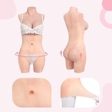 KUMIHO Kunstmatige borst, siliconen, 3-punts, bodysuit, borstprothese, siliconen, voor crossdresser, transgender, cosplay, Drag Queen D Cup, geel