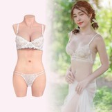 KUMIHO Kunstmatige borst, siliconen, 3-punts, bodysuit, borstprothese, siliconen, voor crossdresser, transgender, cosplay, Drag Queen D Cup, geel