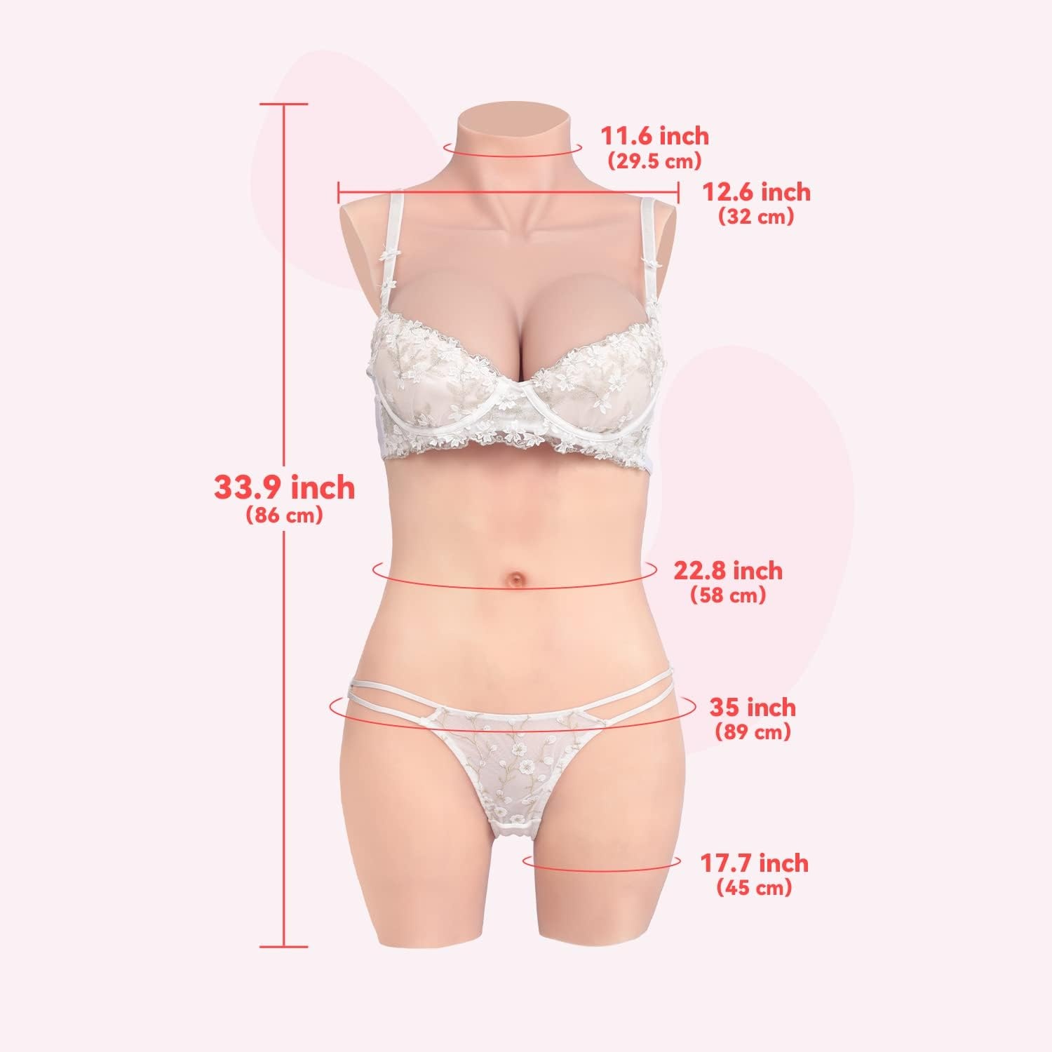 KUMIHO Kunstmatige borst, siliconen, 3-punts, bodysuit, borstprothese, siliconen, voor crossdresser, transgender, cosplay, Drag Queen D Cup, geel