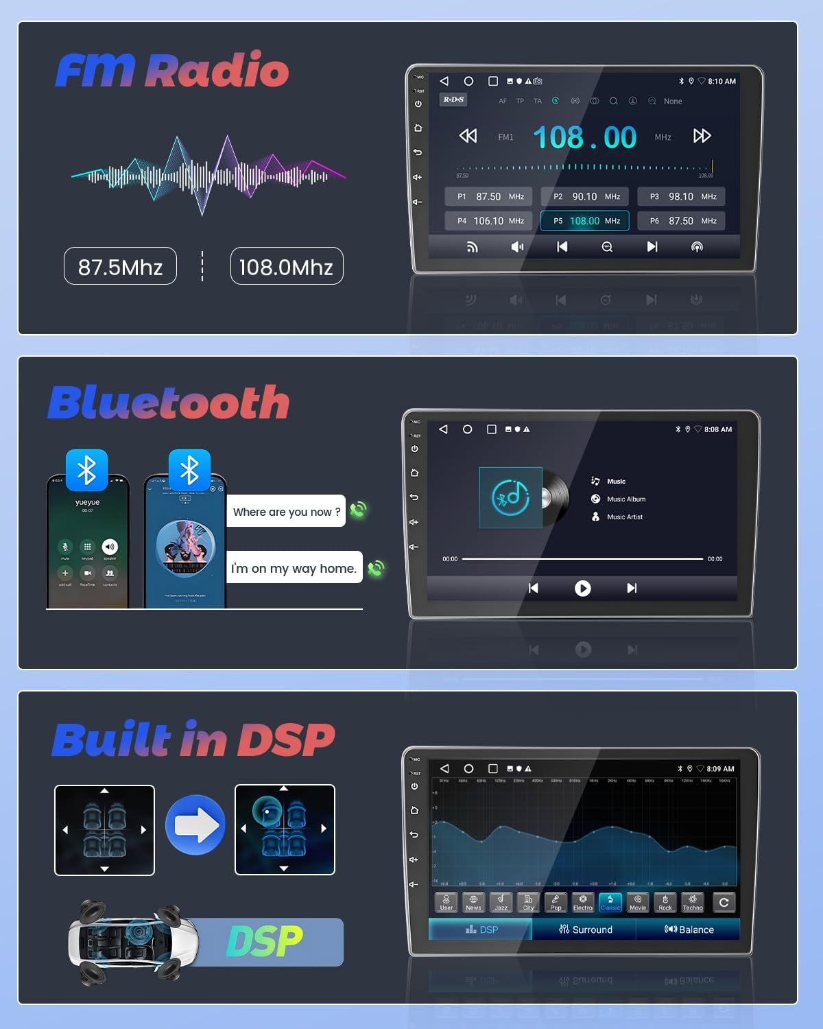 2+64 GB Android 13 autoradio voor Nissan MICRA MK4 K13 2010-2017 Radio Wireless Carplay Android Auto, 9 inch IPS touchscreenradio met achteruitrijcamera, Bluetooth, navi, WiFi, DSP, EQ, Mirror Link