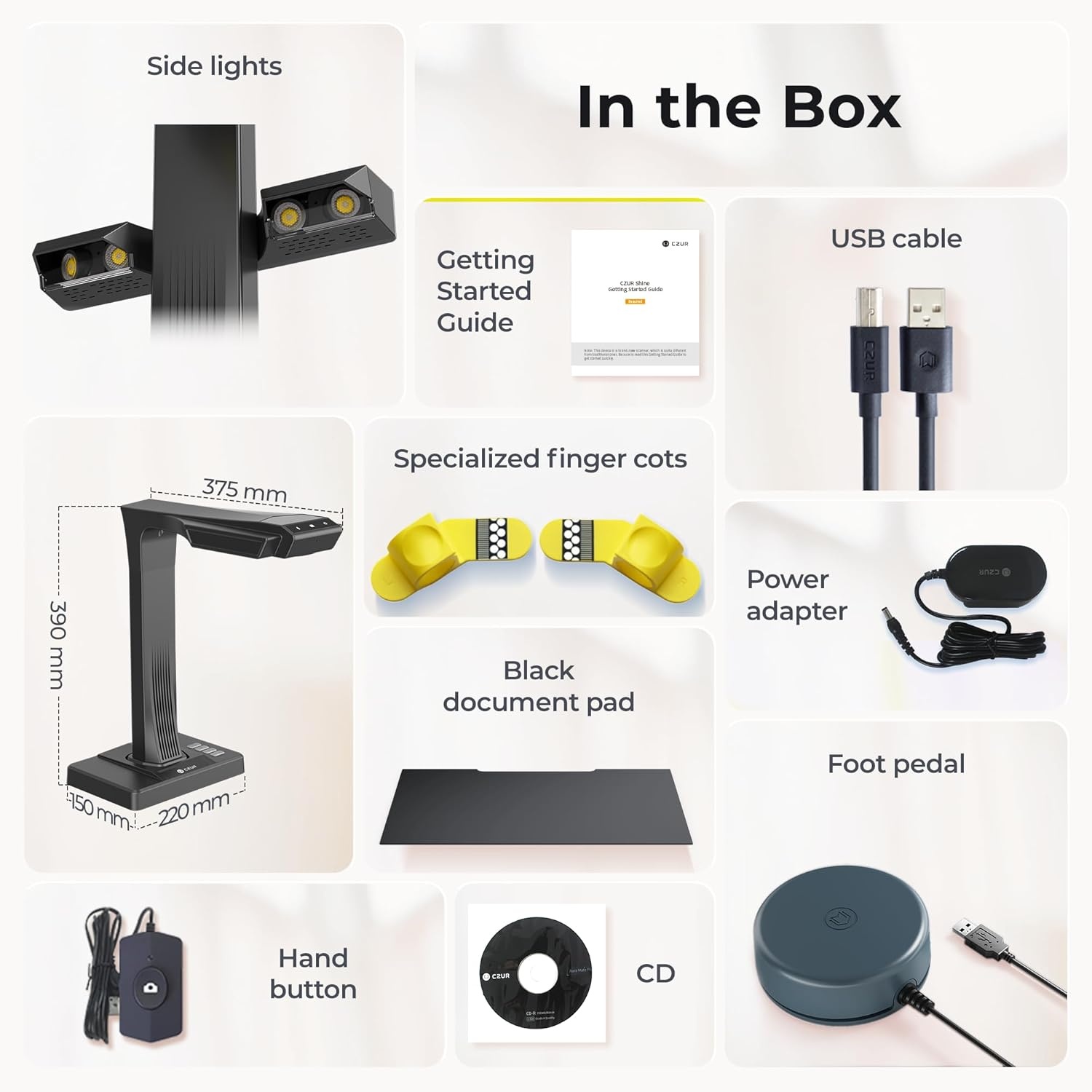 CZUR ET16 Professional Book Scanner 16MP with LED Fill Light, OCR Document Scanner, A3 Scanner, Document Camera, Visualizer for Windows and MacOS with Laser Plating Technology