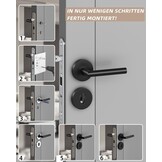 Door Handles Interior Doors Door Handle Set Stainless Steel Toilet Shape L PZ Profile Cylinder Black