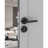 Door Handles Interior Doors Door Handle Set Stainless Steel Toilet Shape L PZ Profile Cylinder Black