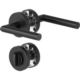 Door Handles Interior Doors Door Handle Set Stainless Steel Toilet Shape L PZ Profile Cylinder Black