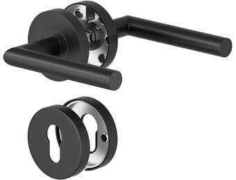 Door Handles Interior Doors Door Handle Set Stainless Steel Toilet Shape L PZ Profile Cylinder Black