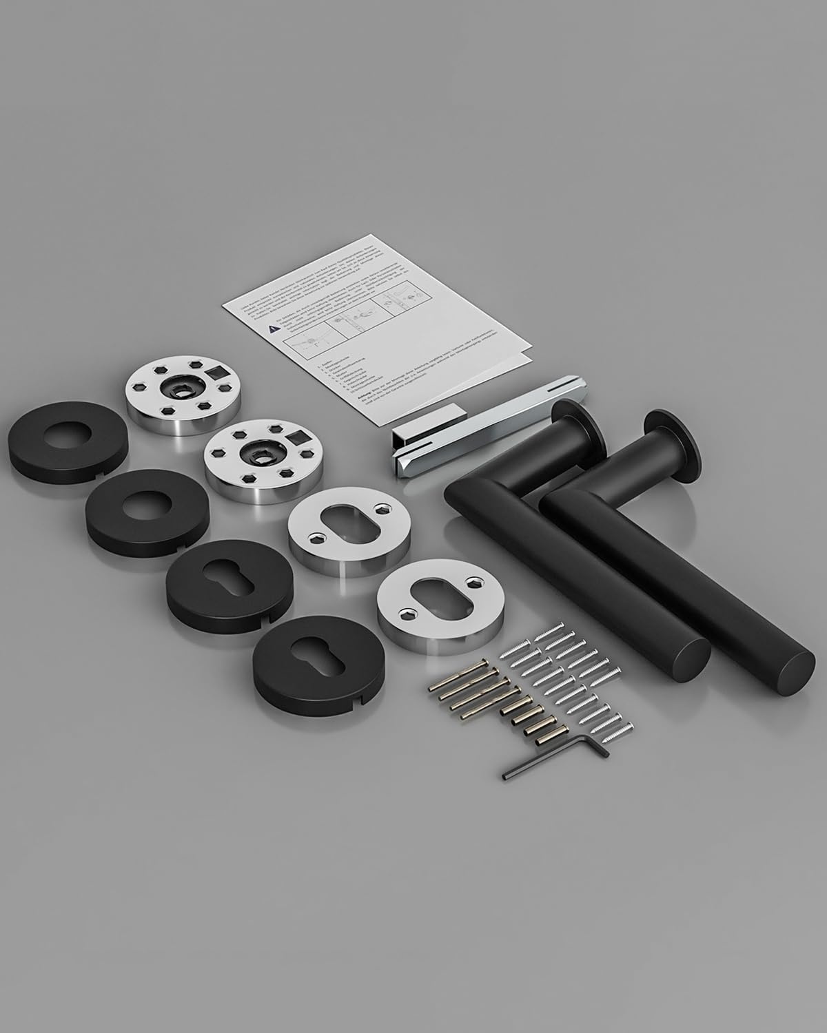 Door Handles Interior Doors Door Handle Set Stainless Steel Toilet Shape L PZ Profile Cylinder Black