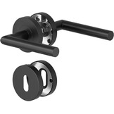 Door Handles Interior Doors Door Handle Set Stainless Steel Toilet Shape L PZ Profile Cylinder Black