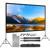 120" Projection Screen with Stand, 4K HD 16:9 Foldable Screen Projector on Stand, Tripod Screen with Portable Bag for Cinema Home Office Travel
