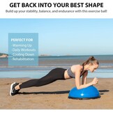 ZELUS Balance ball trainer antislip, Balance ball, Halfrond balance board met weerstandsbanden oefenbal voor yoga fitness, Krachttraining, Core Training, Balanstraining