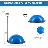 ZELUS Balance ball trainer antislip, Balance ball, Halfrond balance board met weerstandsbanden oefenbal voor yoga fitness, Krachttraining, Core Training, Balanstraining