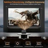 Beamer, thuisbioscoop-beamer, 4K, ondersteunt 28000 lumen, 1080p, Full HD, wifi6, Bluetooth 5.4, voor mobiele telefoon, laptop, zwart