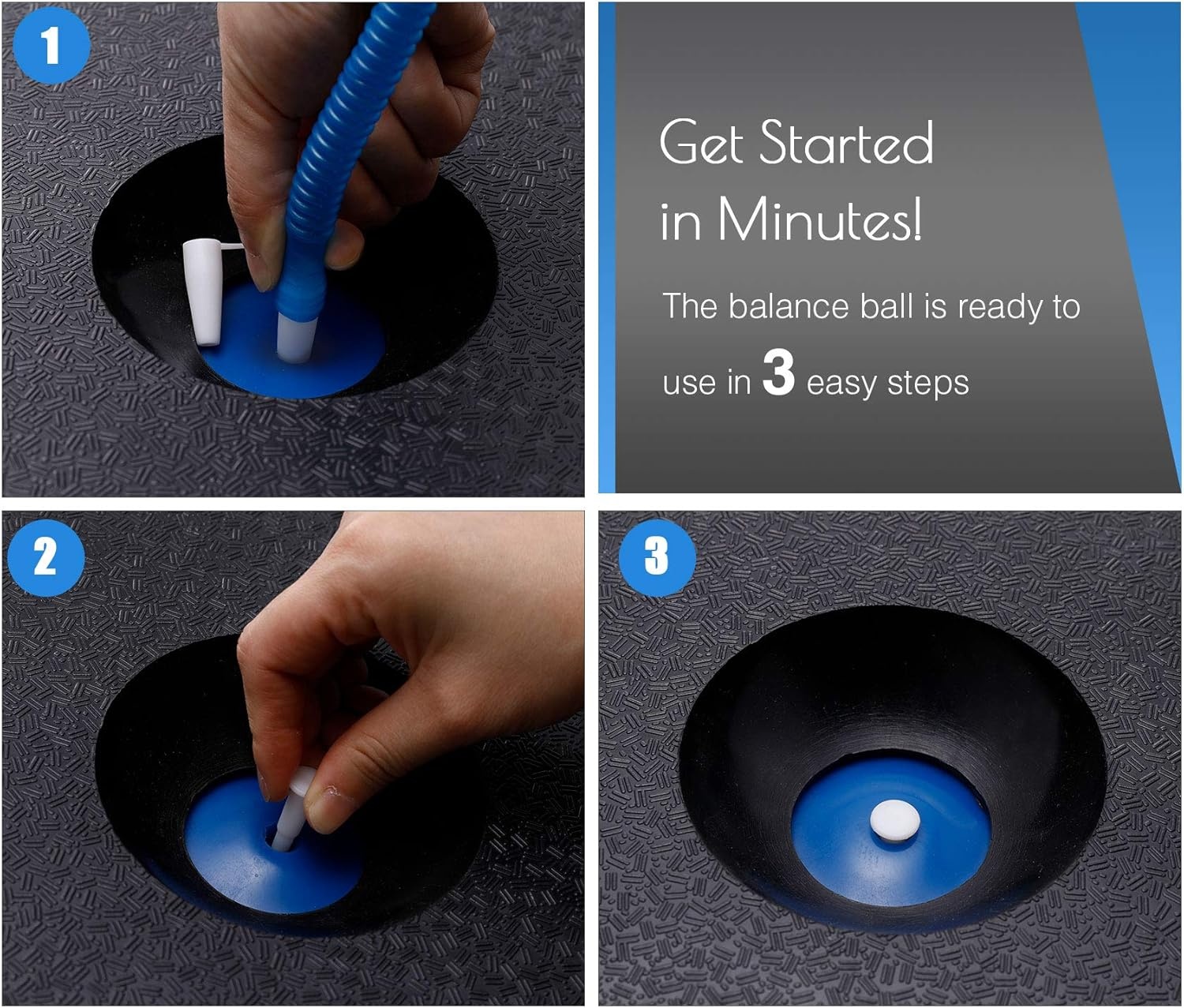 ZELUS Balance ball trainer antislip, Balance ball, Halfrond balance board met weerstandsbanden oefenbal voor yoga fitness, Krachttraining, Core Training, Balanstraining