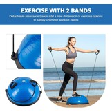 ZELUS Balance ball trainer antislip, Balance ball, Halfrond balance board met weerstandsbanden oefenbal voor yoga fitness, Krachttraining, Core Training, Balanstraining