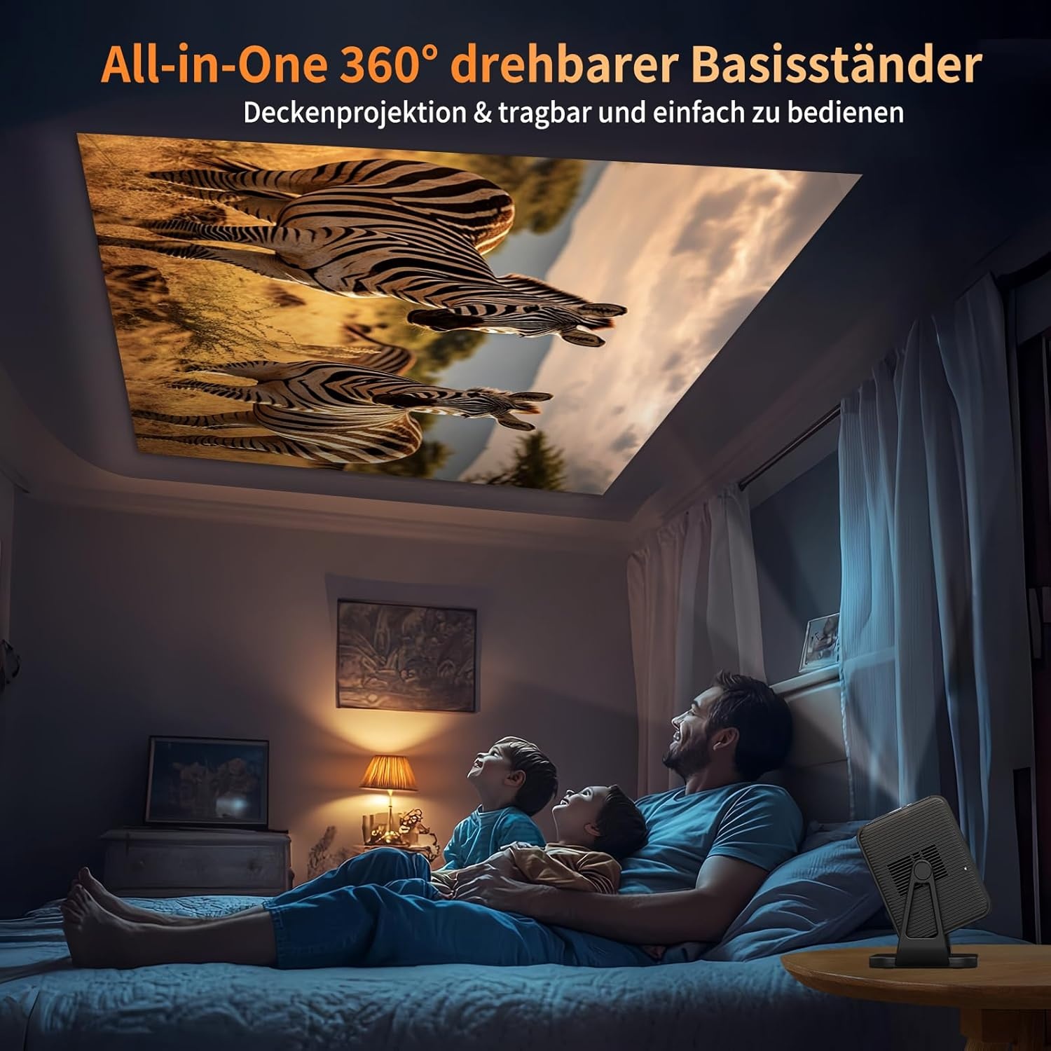 Beamer, thuisbioscoop-beamer, 4K, ondersteunt 28000 lumen, 1080p, Full HD, wifi6, Bluetooth 5.4, voor mobiele telefoon, laptop, zwart