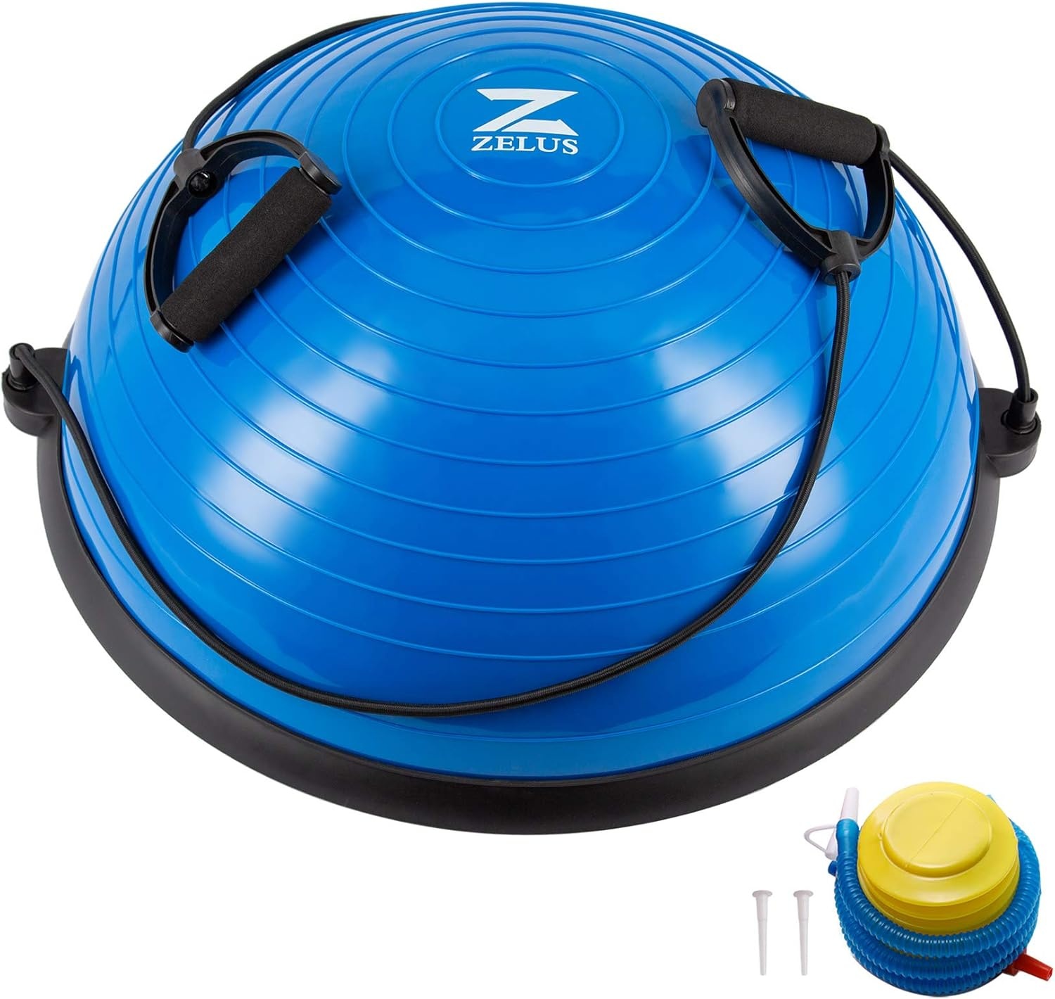 ZELUS Balance ball trainer antislip, Balance ball, Halfrond balance board met weerstandsbanden oefenbal voor yoga fitness, Krachttraining, Core Training, Balanstraining