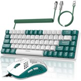 YINDIAO T8 60% RGB Gaming Keyboard and Mouse Combinations + Coiled USB C Cable,Wired Mechanical Keyboard,68 Keys,US Layout,Compact,Honeycomb Gaming Mouse,Up to 6400DPI,for PC,MAC -Vegetable