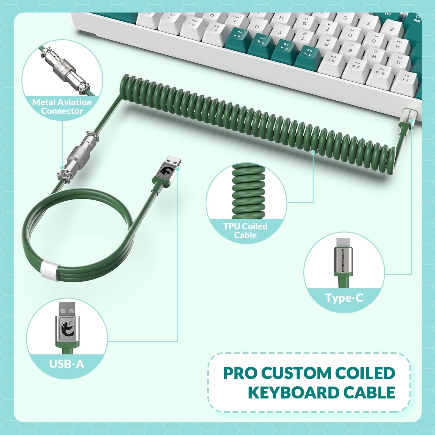 YINDIAO T8 60% RGB Gaming Keyboard and Mouse Combinations + Coiled USB C Cable,Wired Mechanical Keyboard,68 Keys,US Layout,Compact,Honeycomb Gaming Mouse,Up to 6400DPI,for PC,MAC -Vegetable