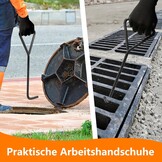 Pack of 2 30 cm Manhole Lid Lifter, Manhole Hook with Gloves, Black Carbon Steel Gulli Lid Hooks and Manhole Lid Lifter, Channel Cover Hook with Triangular Handle