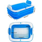 Inflatable Pool, Bathtub, Foldable Inflatable for Adults, Hot Tub, Outdoor, Children's Paddling Pool for Balcony, Garden, Pool, Rectangular with Large Backrest Seat and Drink Holder