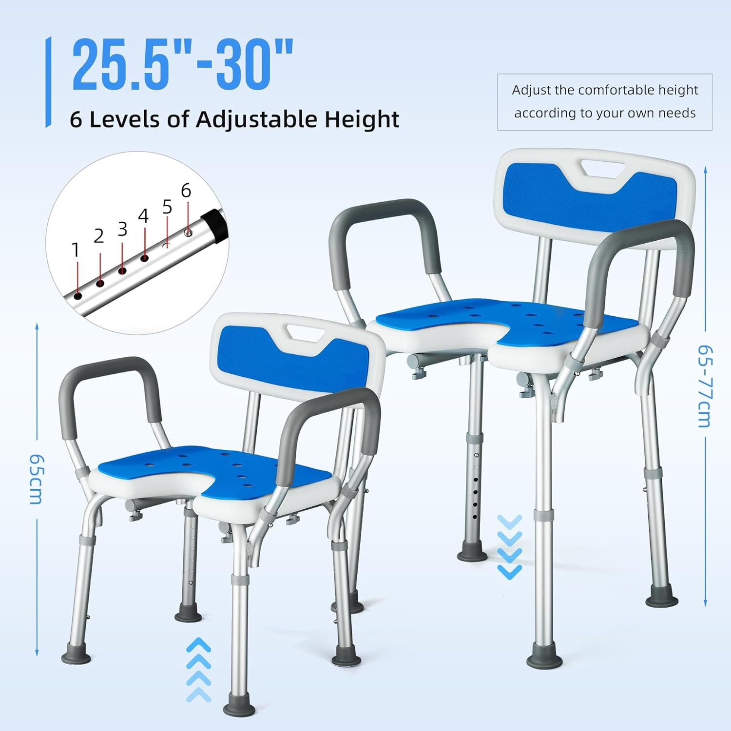 U-vormige Douchestoel met Rug & Armen - 30% Korting!