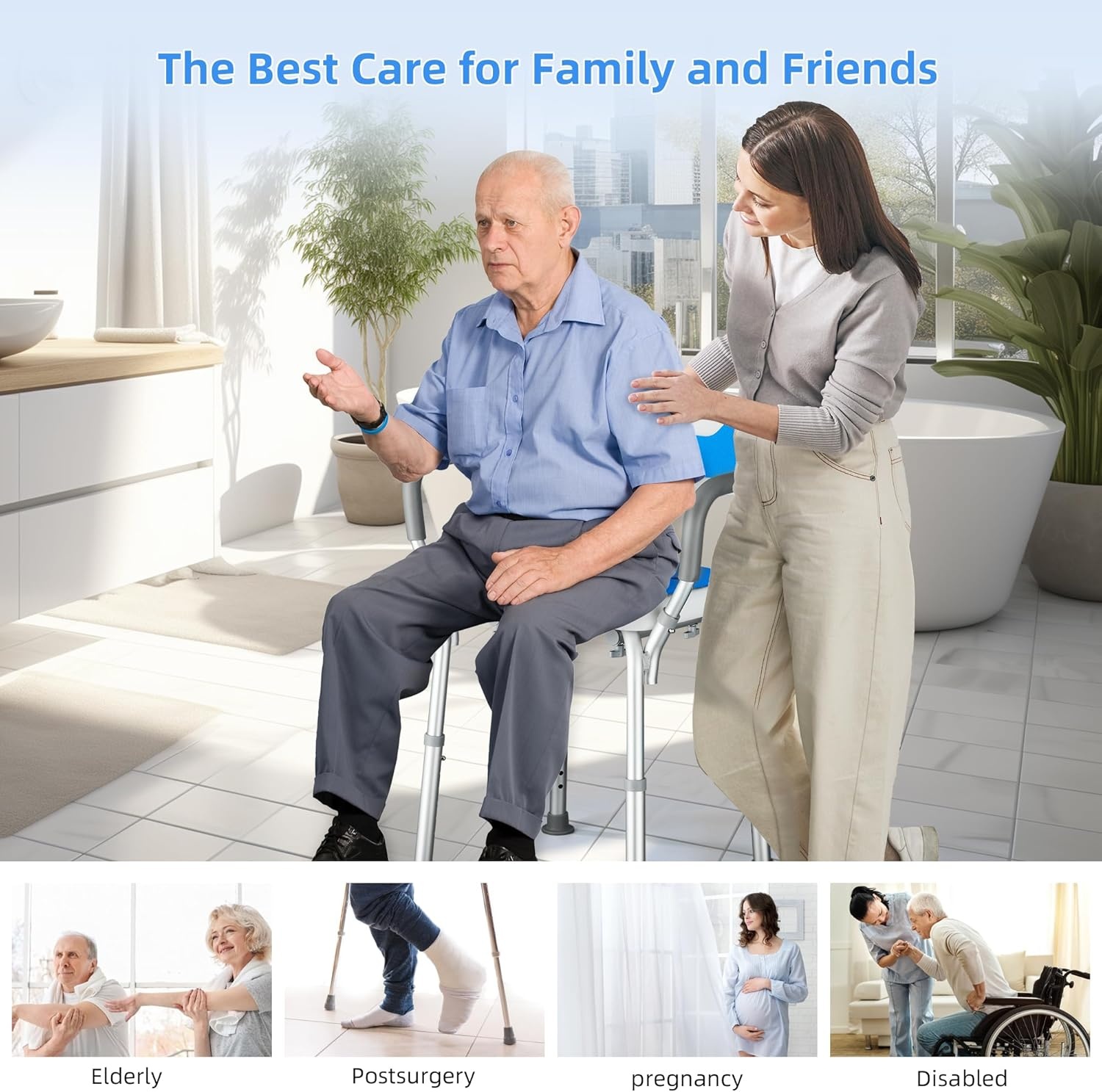 U-vormige Douchestoel met Rug & Armen - 30% Korting!