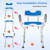 U-vormige Douchestoel met Rug & Armen - 30% Korting!