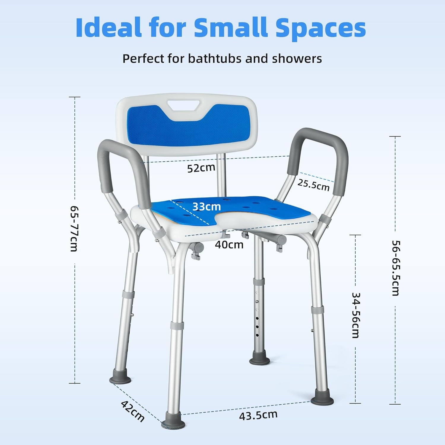 U-vormige Douchestoel met Rug & Armen - 30% Korting!