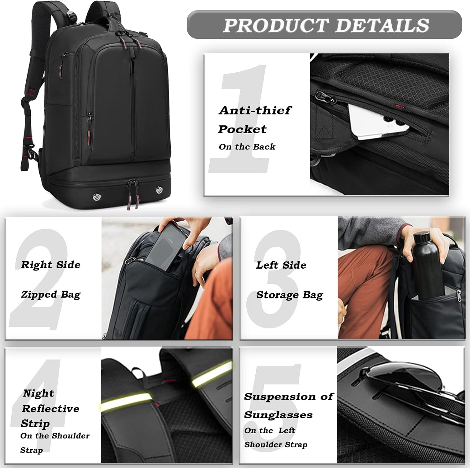 Sea choice Carry On Backpack Travel Rucksack for Women Men Water Resistant Luggage Daypack Business 16 Inch Laptop Backpack Suitcase Backpacks with Shoe Compartment Anti Thief Pocket