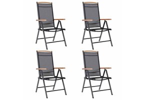 vidaXL Tuinstoelen 4-delig - Aluminium & Textileen Zwart - 35% Korting!