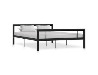 vidaXL Bedframe metaal zwart en wit 140x200 cm