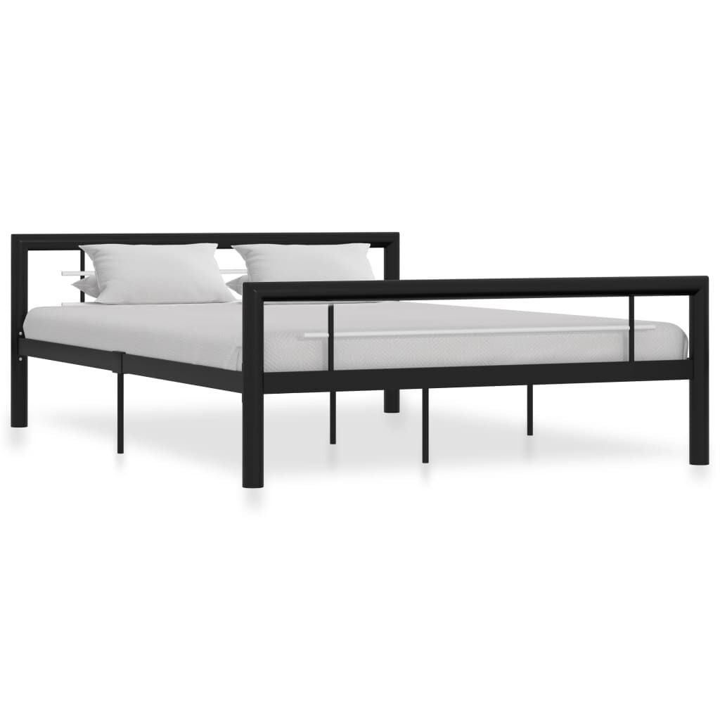 vidaXL Bedframe metaal zwart en wit 140x200 cm
