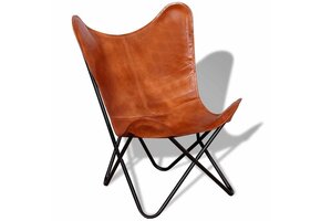 vidaXL Vlinderstoel Leer Bruin - 55% Korting!