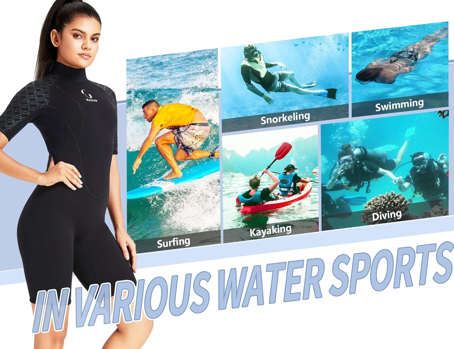 Dames/Heren 3mm Neopreen Wetsuit Kort - Surf, Duik, Zwem | 30% Korting