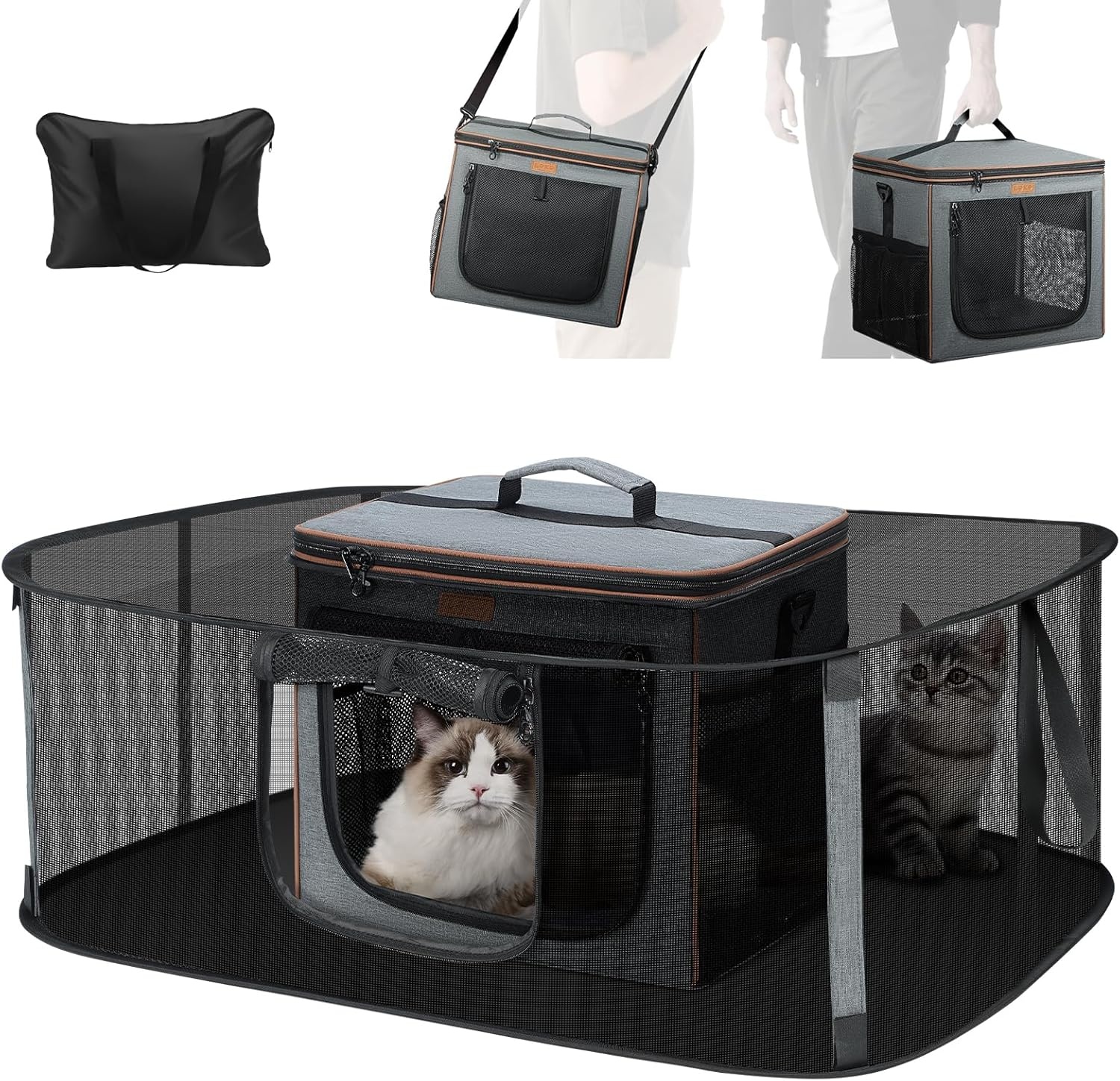 30% Korting: Uitbreidbare Hondentransporter (max 7kg) - Grijs