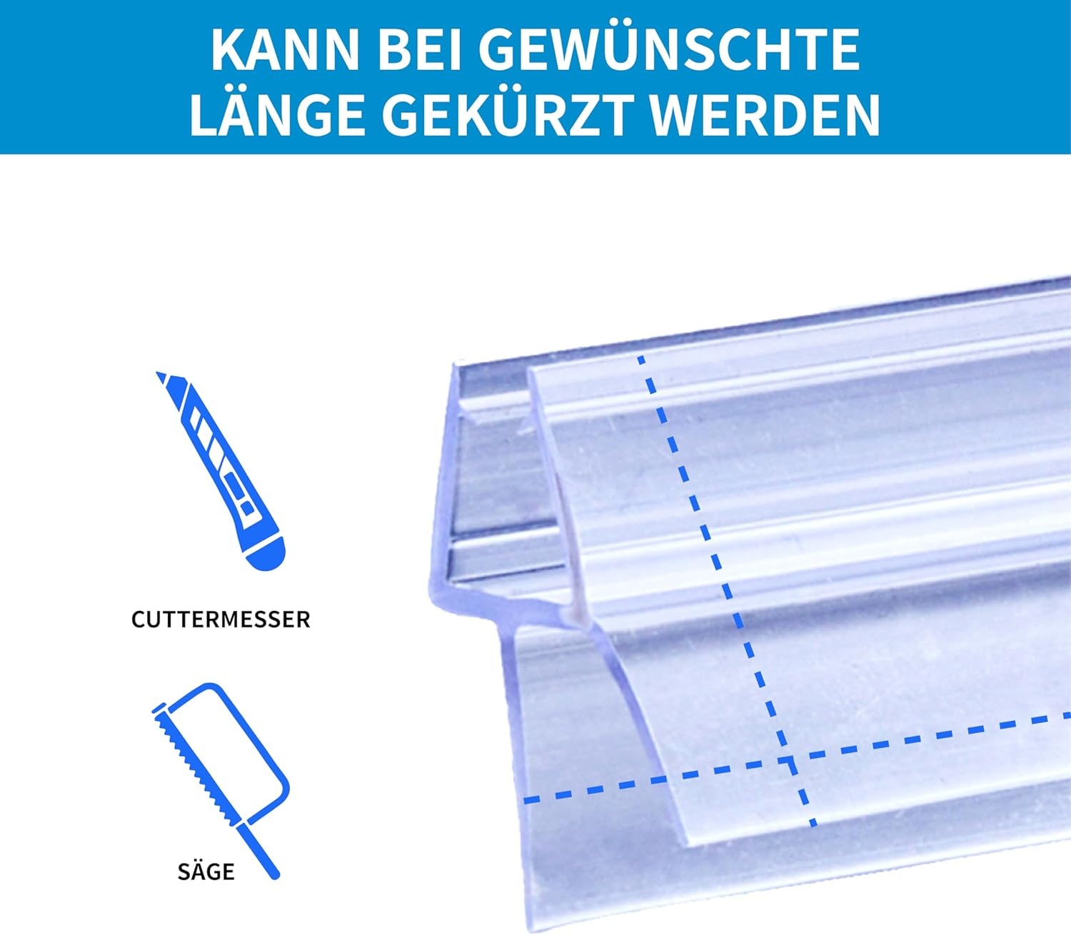 Shower Seal 2 x 80 cm for 4 mm 5 mm 6 mm Glass Doors Seal Shower Glass Door for Shower Doors Shower Screen Bath Shower Cubicle Replacement Seal with Thick Rubber Lips