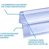 Shower Seal 2 x 80 cm for 4 mm 5 mm 6 mm Glass Doors Seal Shower Glass Door for Shower Doors Shower Screen Bath Shower Cubicle Replacement Seal with Thick Rubber Lips
