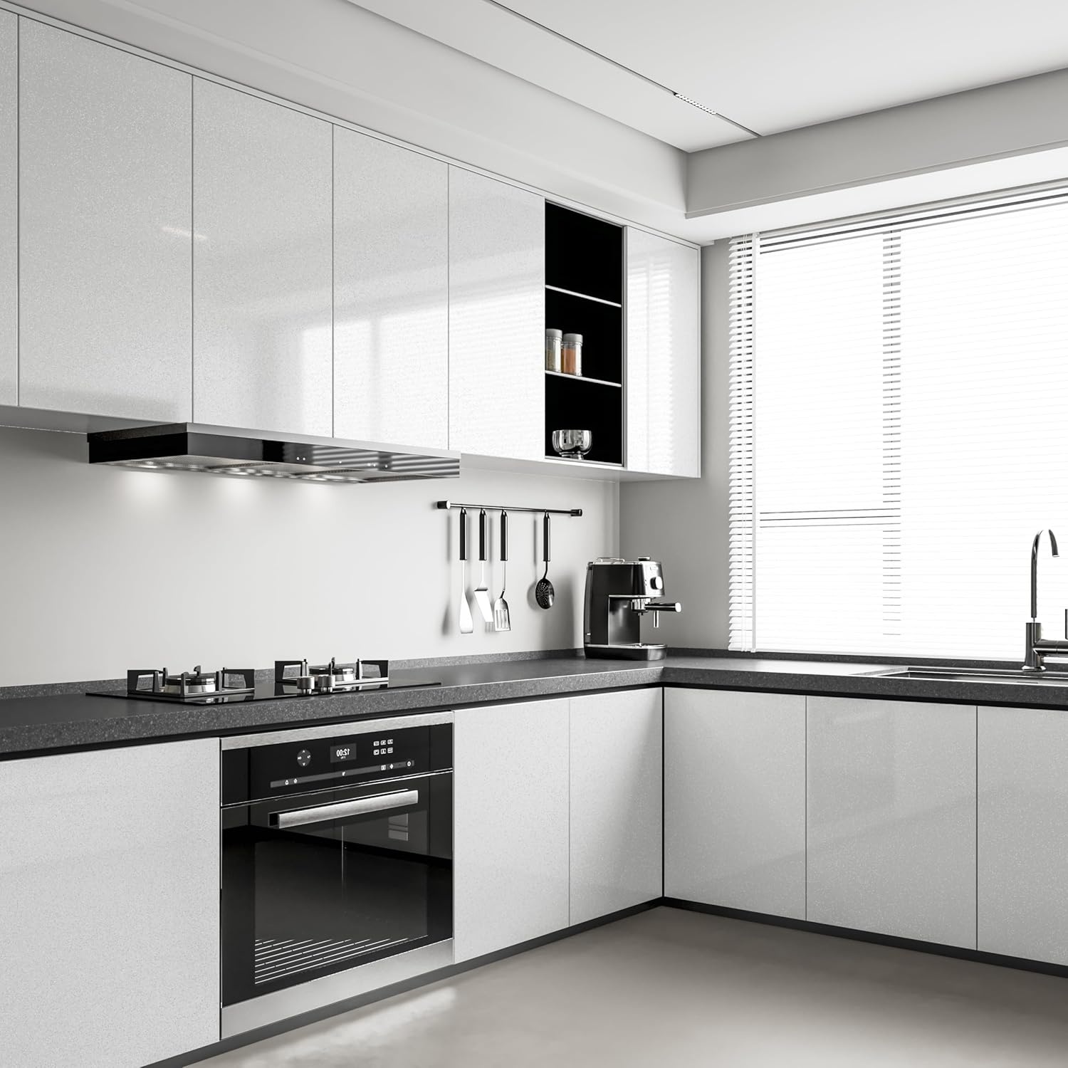 Wit Glitter Behang: Zelfklevend Vinyl 60x10m - 30% Korting!