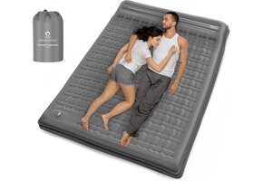 QPAU Camping Slaapmat - 4" dik, met Voetpomp - 30% Korting!