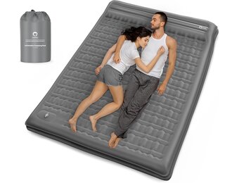 QPAU Camping Slaapmat - 4" dik, met Voetpomp - 30% Korting!
