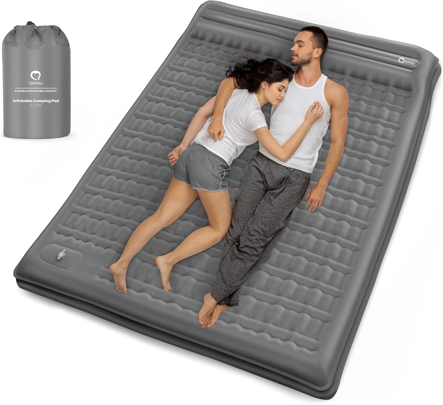 QPAU Camping Slaapmat - 4" dik, met Voetpomp - 30% Korting!