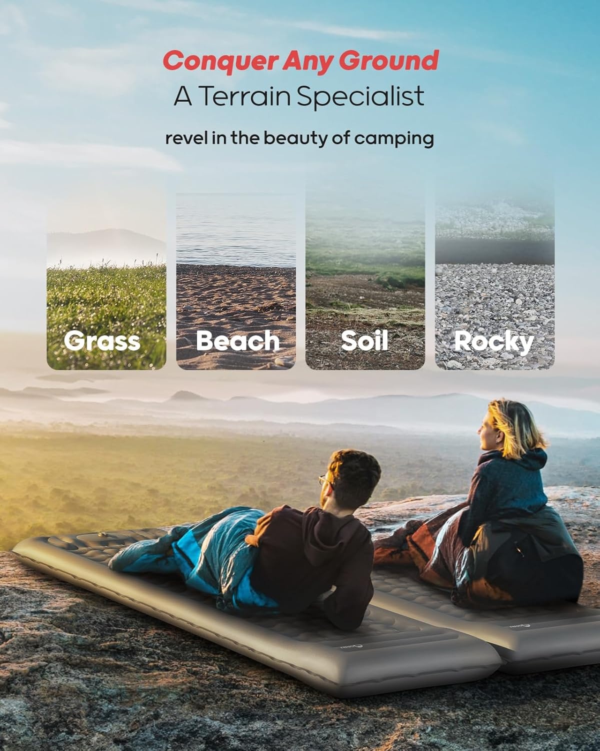 QPAU Camping Slaapmat - 4" dik, met Voetpomp - 30% Korting!