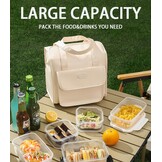 Lunch Bag voor damesmode, lekvrije koeltas, grote leren lunchtas, ideaal voor kantoor, werk of picknick (beige)