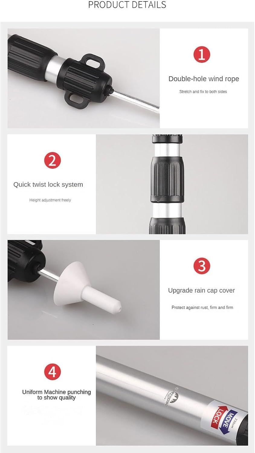 Tiandirenhe Telescoopstang voor tenten, luifelstangen, telescopische tentstangen, aluminium baldakijnsteun, telescoop, 95-234 cm, campingtentstokken, campingstangen voor dekzeilen, luifel, veranda