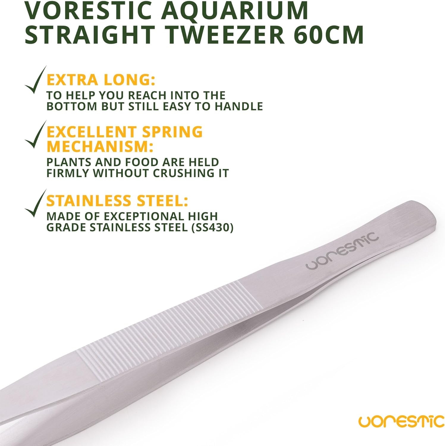 VORESTIC Aquarium Pincet, extra lang, 60 cm aquariumpincet, terrarium, aquascaping-pincet